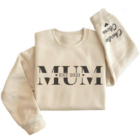 PERSONALISED MUM Est & Sleeve Name Print - All Styles - Sweater & Hoodie