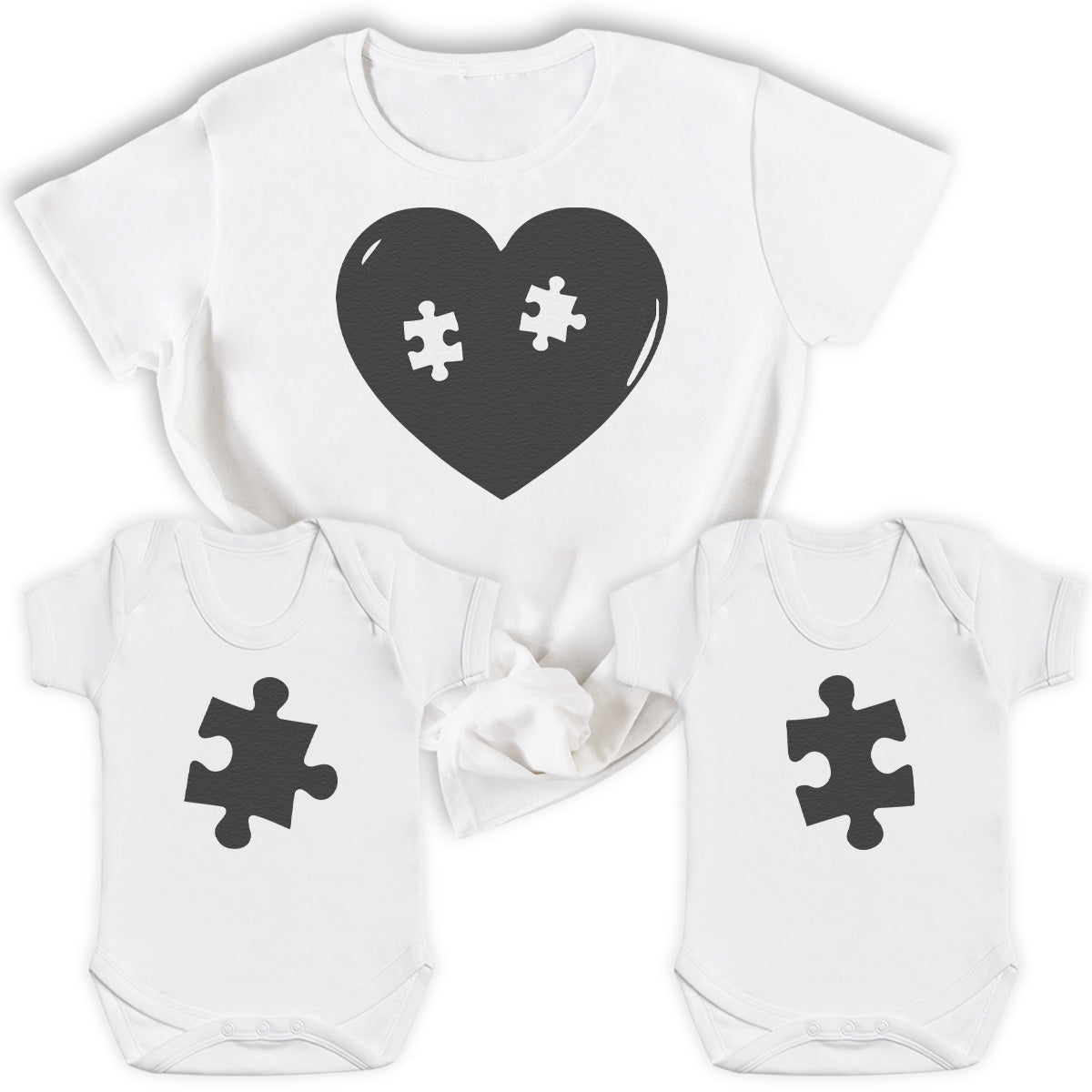 Heart Jigsaw Piece for Twins - Mum & Twins Matching Set