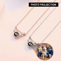 Trendy Simple Round with Deer Design Projection Gem Necklace - Photo Projection Unique Gift