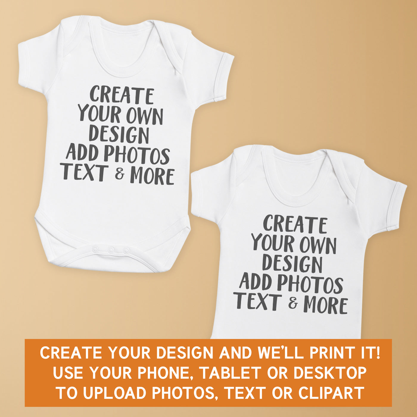 PERSONALISED - Printed Twins Baby Bodysuit with Text, Photos, anything!