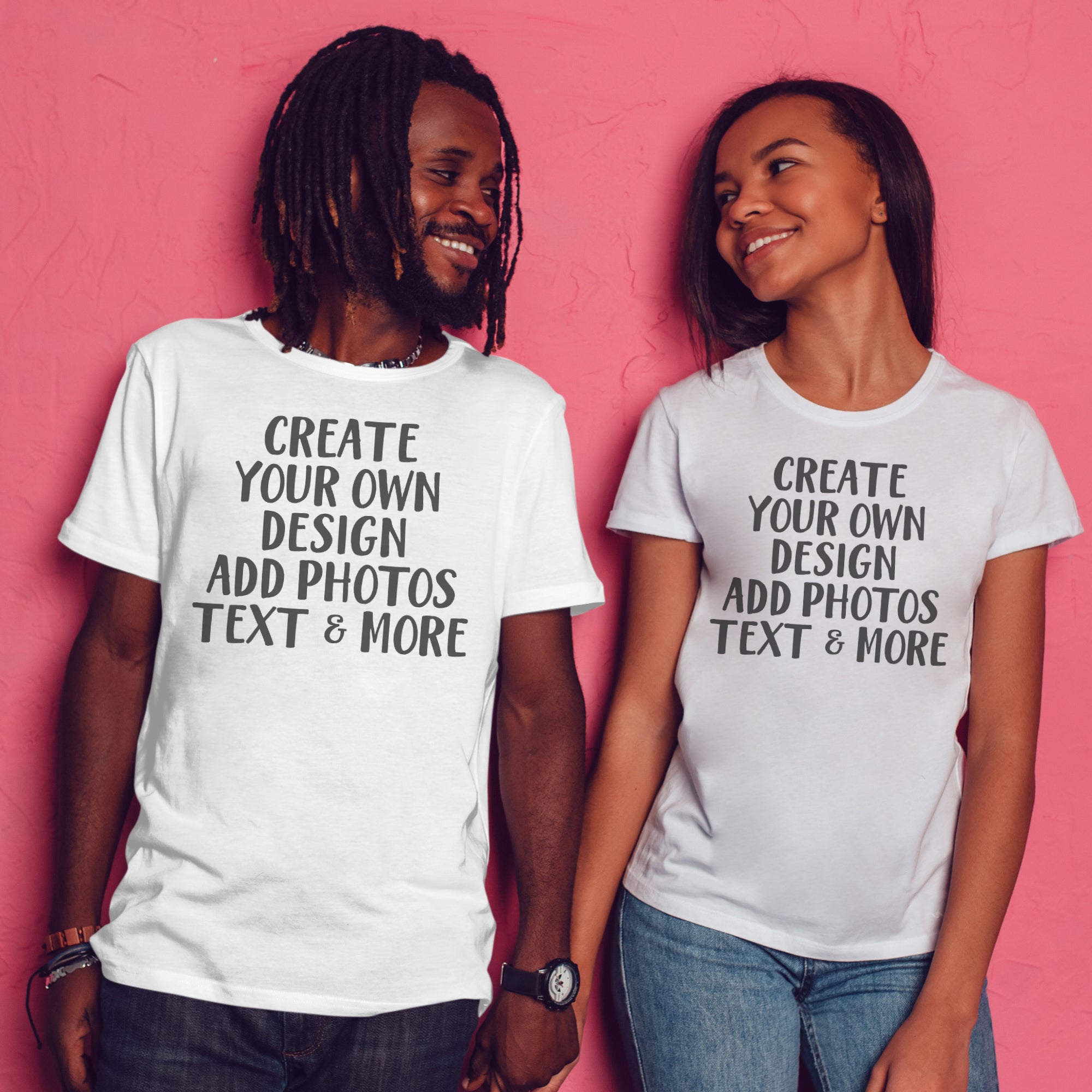 PERSONALISED - Printed Couples T-Shirt Set with Text, Photos, anything!