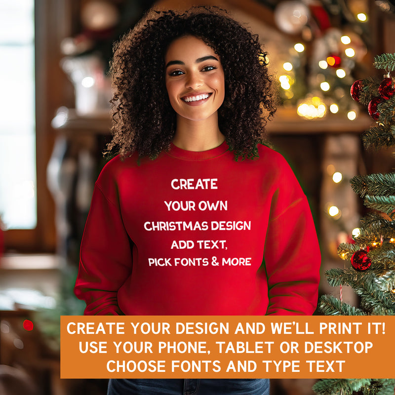 PERSONALISED - Printed Christmas Sweater with Text & Choice of Fonts! - All Kids & Adult Sizes