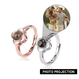 Stylish and Simple Four Leaf Clover Projection Gem Ring - Photo Projection Unique Gift