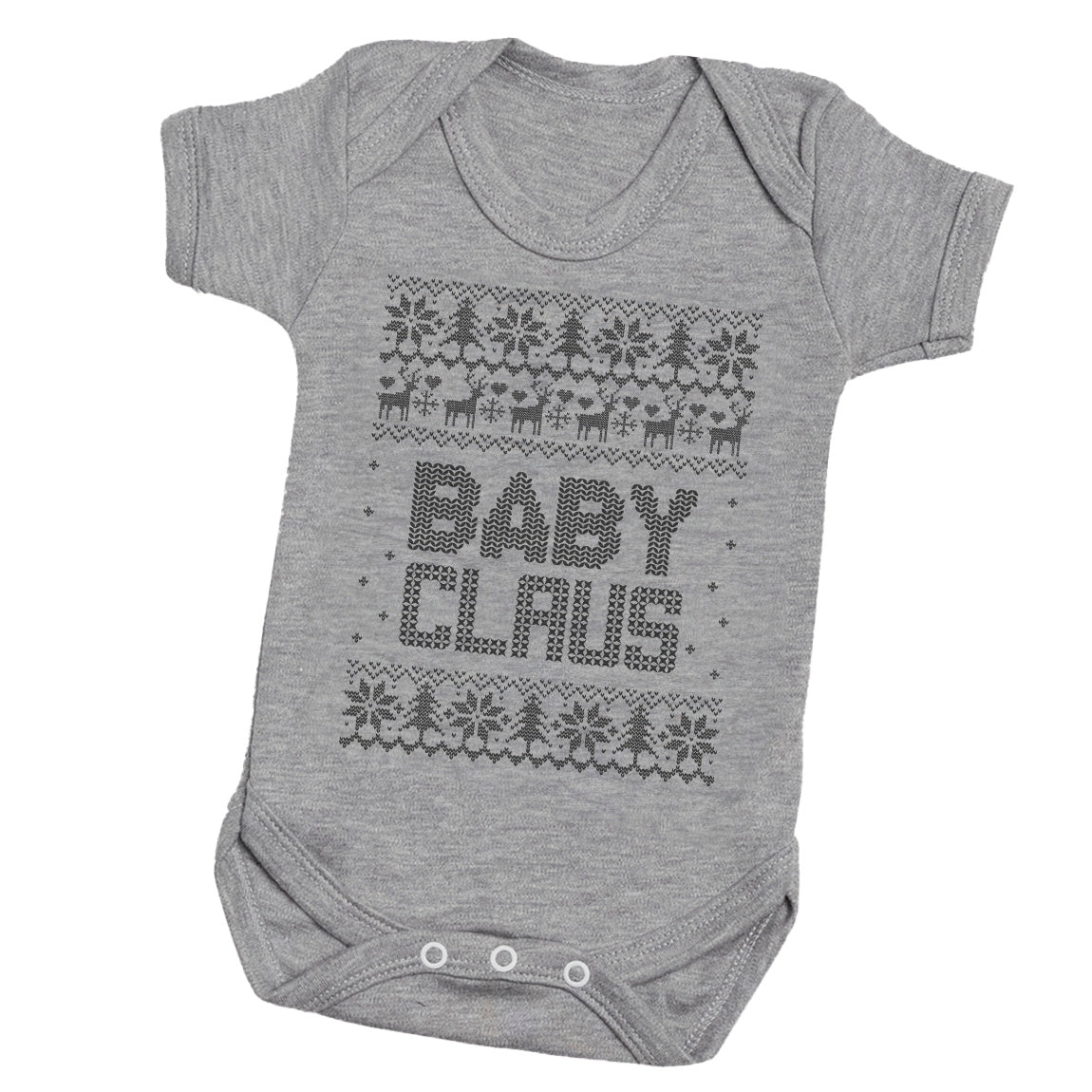 Baby Claus Sweater - Baby Bodysuit Grey - Newborn to 24 Months