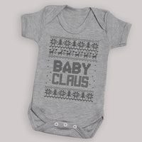 Baby Claus Sweater - Baby Bodysuit Grey - Newborn to 24 Months