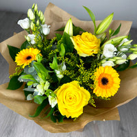 PERSONALISED Sunshine Hand Tied Box Bouquet - Create Your Own Text Design