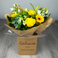 PERSONALISED Sunshine Hand Tied Box Bouquet - Create Your Own Text Design