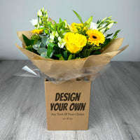 PERSONALISED Sunshine Hand Tied Box Bouquet - Create Your Own Text Design