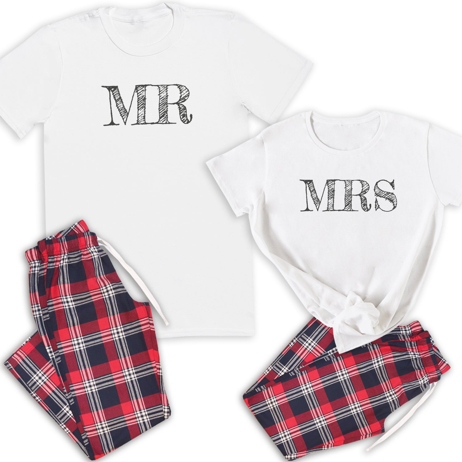 First Christmas as Mr hotsell & Mrs pjs, Navy, Personalised, Tartan Pyjamas, gift, bride to be, couple PJ Set, couples set, matching pjs