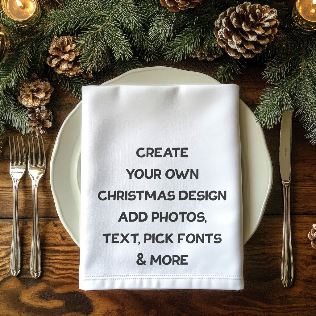 PERSONALISED - Printed Christmas Tea Towel Square with Text, Photos, anything!