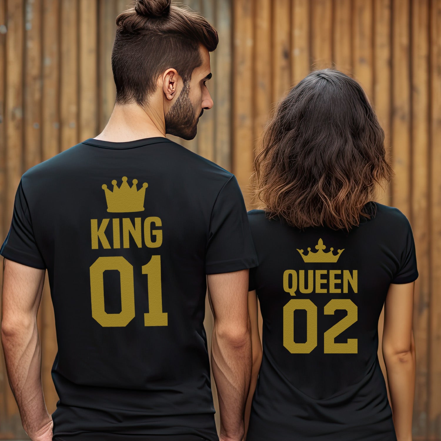 King & Queen Back Print with Crowns - Couple Gift Set - (Sold Separately)