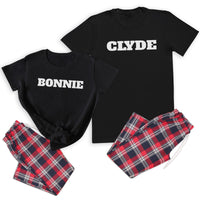 Bonnie & Clyde - Couples Matching Pyjamas - Top & Tartan PJ Bottoms - (Sold Separately)