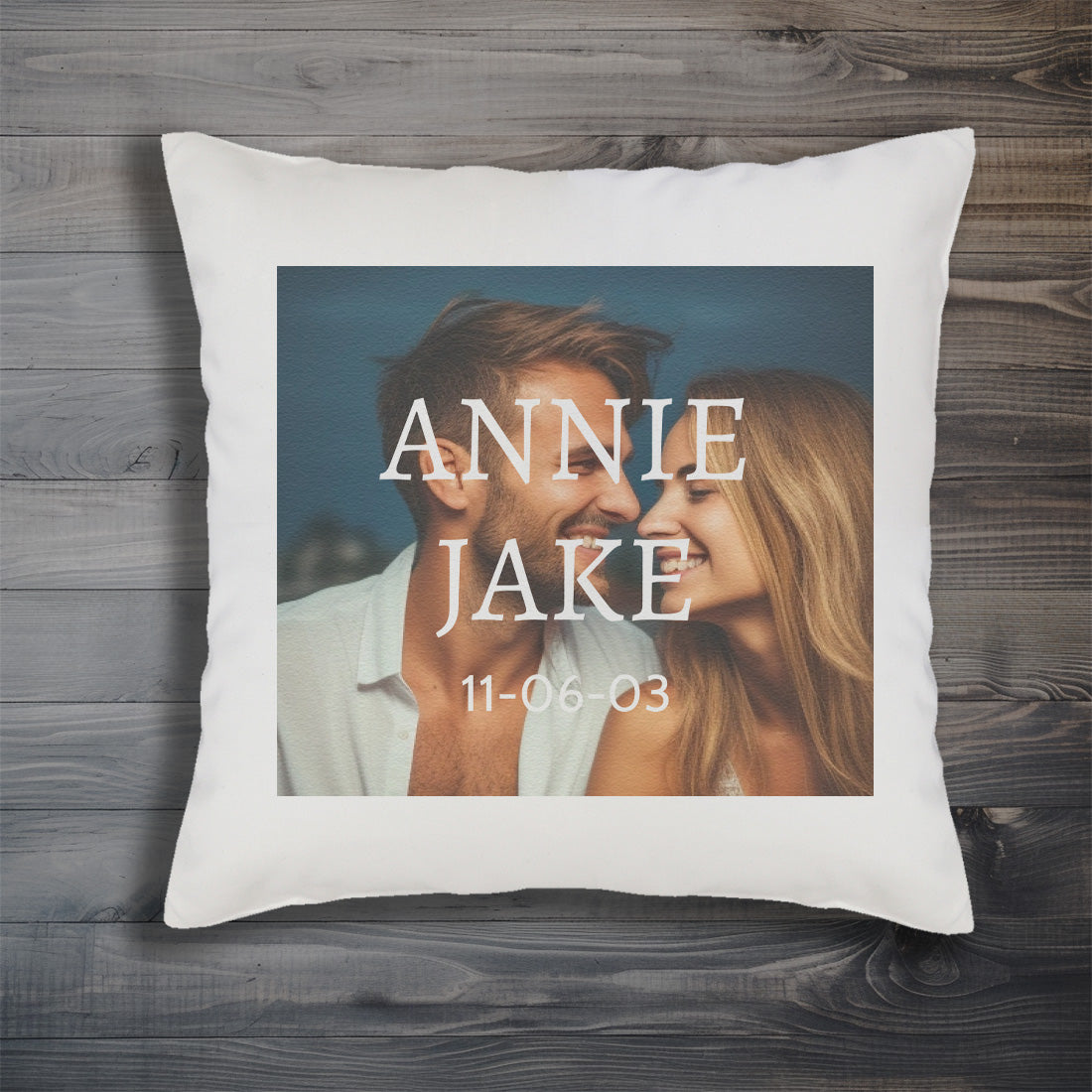 PERSONALISED Photo, Couple Names and Date - Printed Cushion Cover