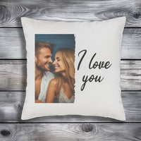 PERSONALISED Photo & Text - 'I Love You' - Printed Cushion Cover