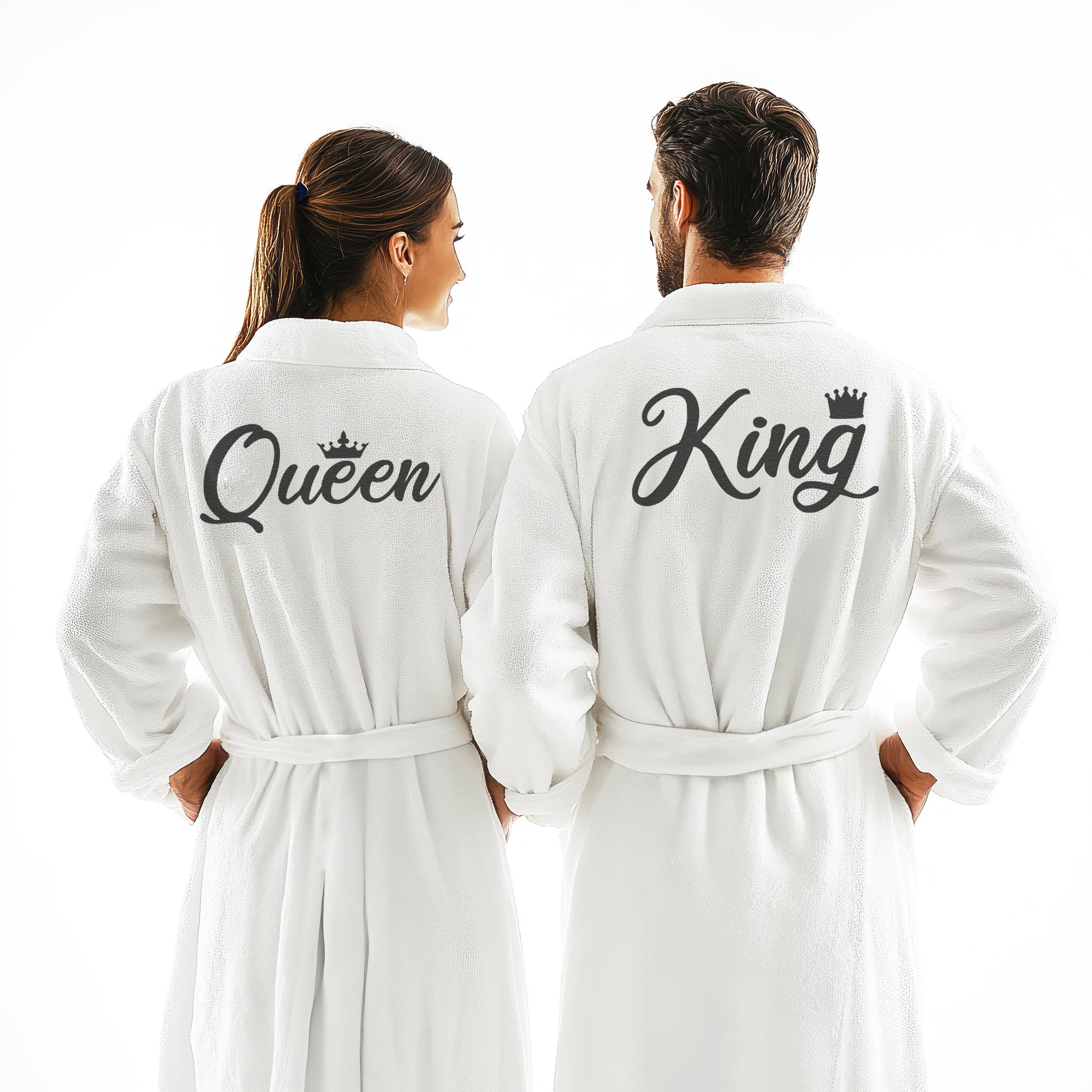 King & Queen - Matching Bath Robes - Couple Gift Set - (Sold Separately)