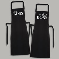 The Boss & The Real Boss - Printed Aprons Set x2 - One Size