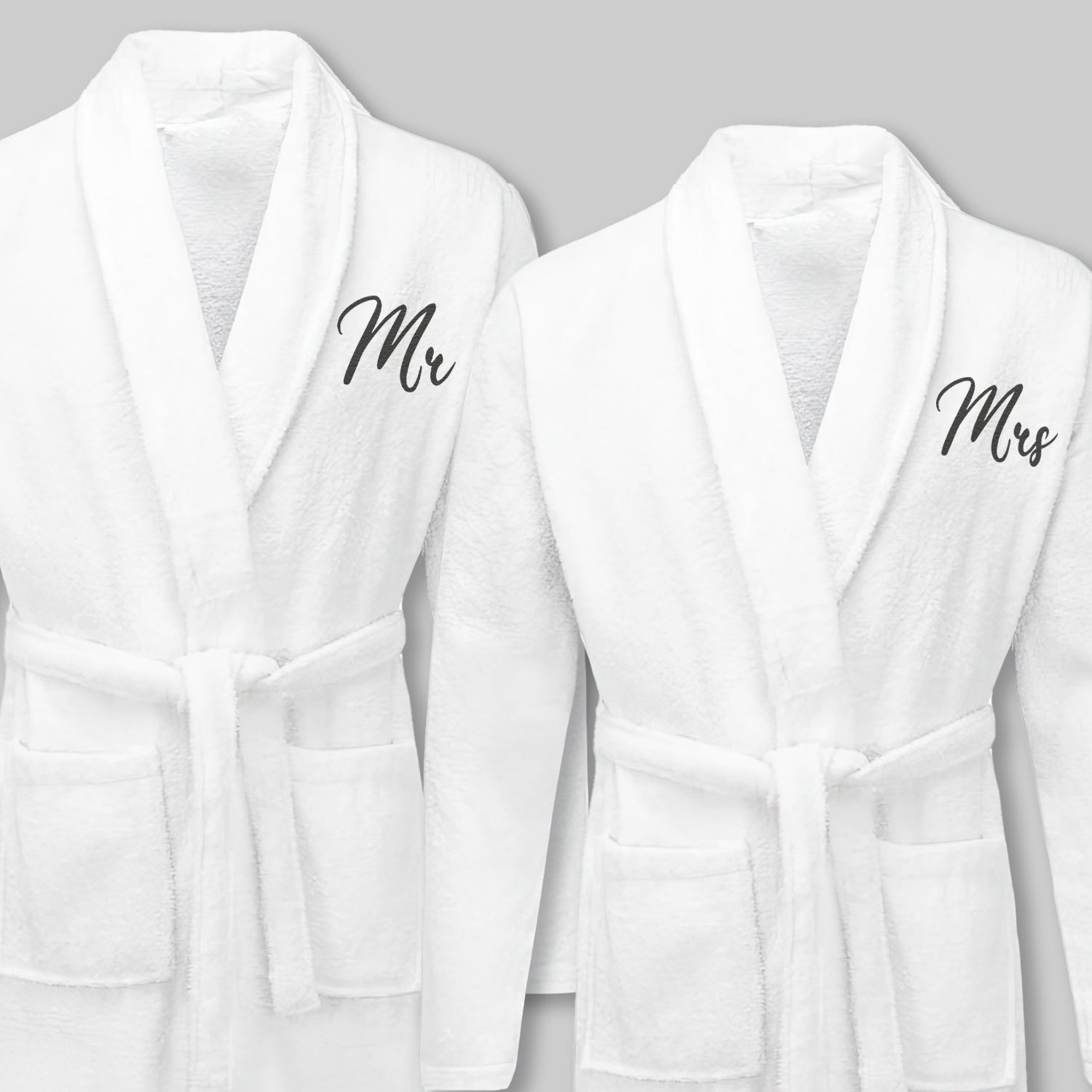 Mr & Mrs Script - Matching Bath Robes - Couple Gift Set - (Sold Separately)