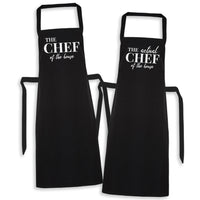 The Chef & The Real Chef Of The Kitchen - Printed Aprons Set x2 - One Size