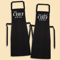 The Chef & The Real Chef Of The Kitchen - Printed Aprons Set x2 - One Size