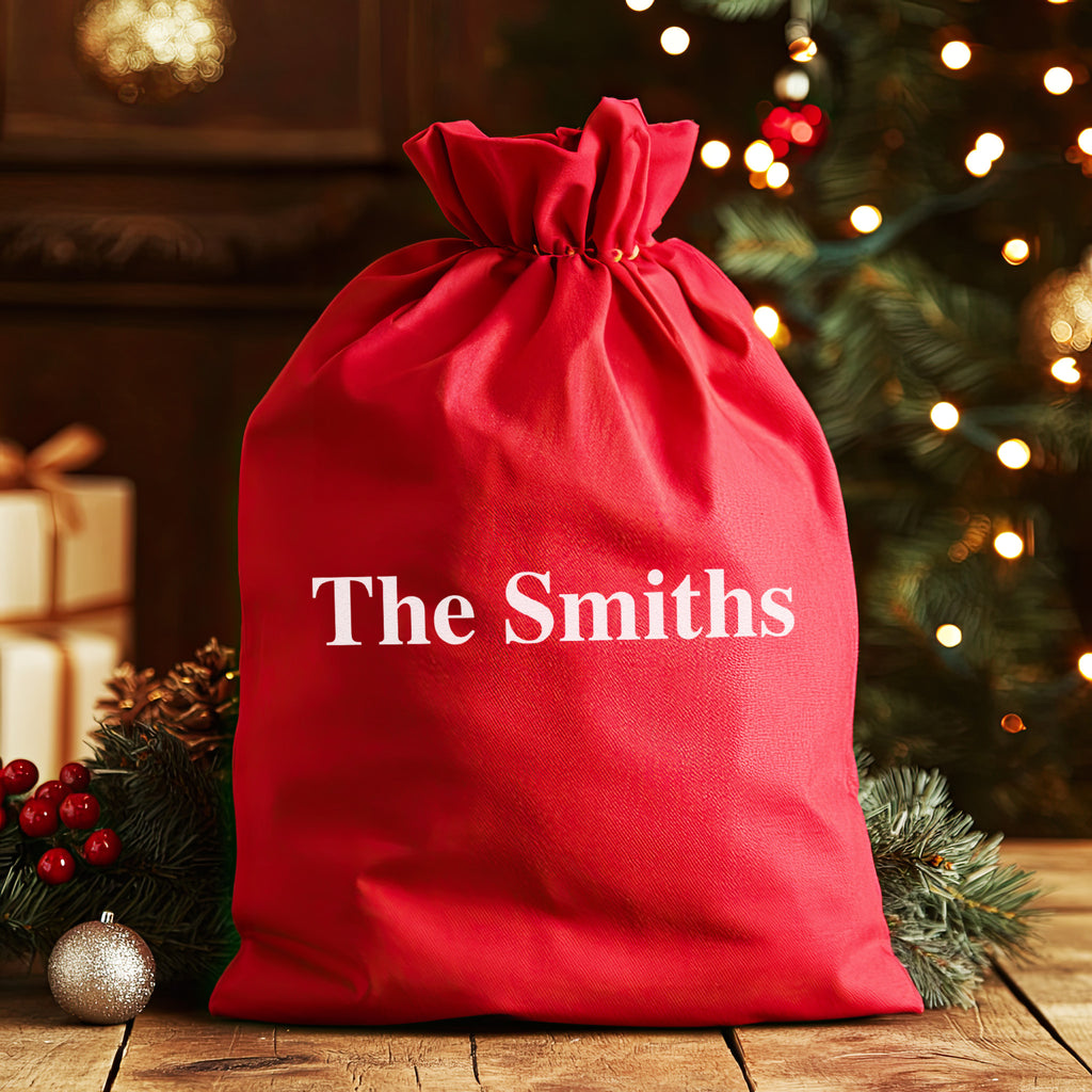 Personalised Name in Bold White - Christmas Santa Sack