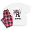 PERSONALISED Initial Santa Hat - Family Matching Christmas Pyjamas - Top & Tartan PJ Bottoms