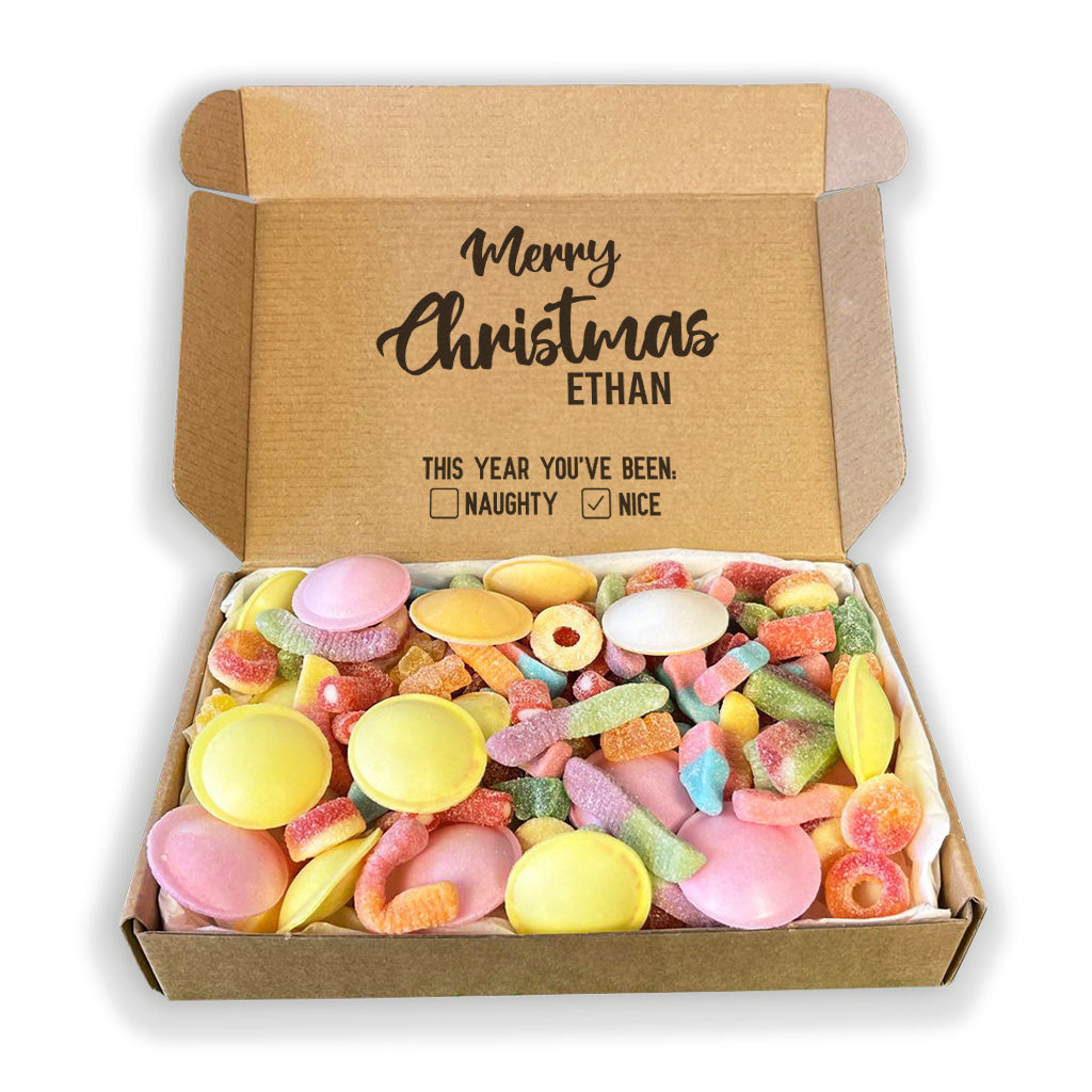 PERSONALISED Merry Christmas Nice & Naughty List - Jelly & Fizzy Sweet Box