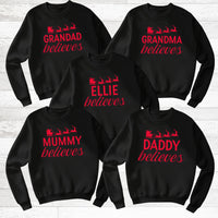 PERSONALISED Name Believes & Sleigh - Christmas Jumper Sweatshirt - All Sizes