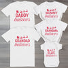 PERSONALISED Name Believes with Sleigh - Family Matching Christmas Tops - Adult, Kids & Baby - (Sold Separately)