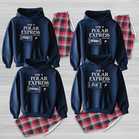 PERSONALISED Polar Express - Family Matching Christmas Pyjamas - Hoodie & Tartan PJ Bottoms - (Sold Separately)