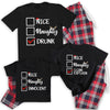 PERSONALISED Nice, Naughty Or... - Family Matching Christmas Pyjamas - Top & Tartan PJ Bottoms - (Sold Separately)