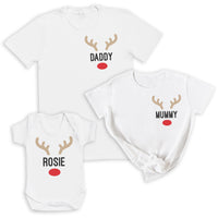 PERSONALISED Reindeer Names Pocket - Family Matching Christmas Tops - Adult, Kids & Baby - (Sold Separately)