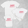 PERSONALISED Name Believes Pocket Design - Family Matching Christmas Tops - Adult, Kids & Baby - (Sold Separately)