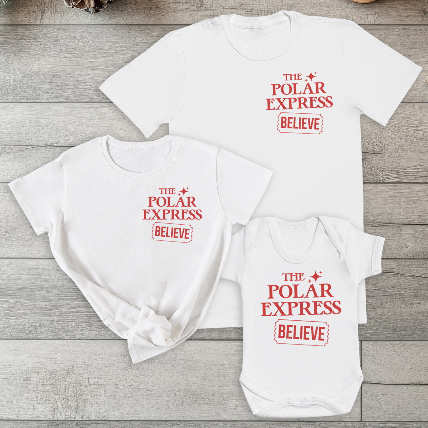 The Polar Express Believe Pocket - Family Matching Christmas Tops - Adult, Kids & Baby - (Sold Separately)