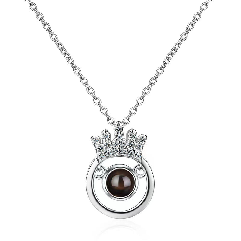 Dazzling Crown Diamond Projection Gem Necklace - Photo Projection Unique Gift