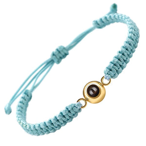 Simple and Grand Braided Rope with Ball Bead Design Projection Gem Bracelet - Photo Projection Unique Gift