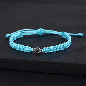 Simple and Grand Braided Rope with Ball Bead Design Projection Gem Bracelet - Photo Projection Unique Gift