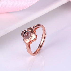 Stylish and Simple Four Leaf Clover Projection Gem Ring - Photo Projection Unique Gift