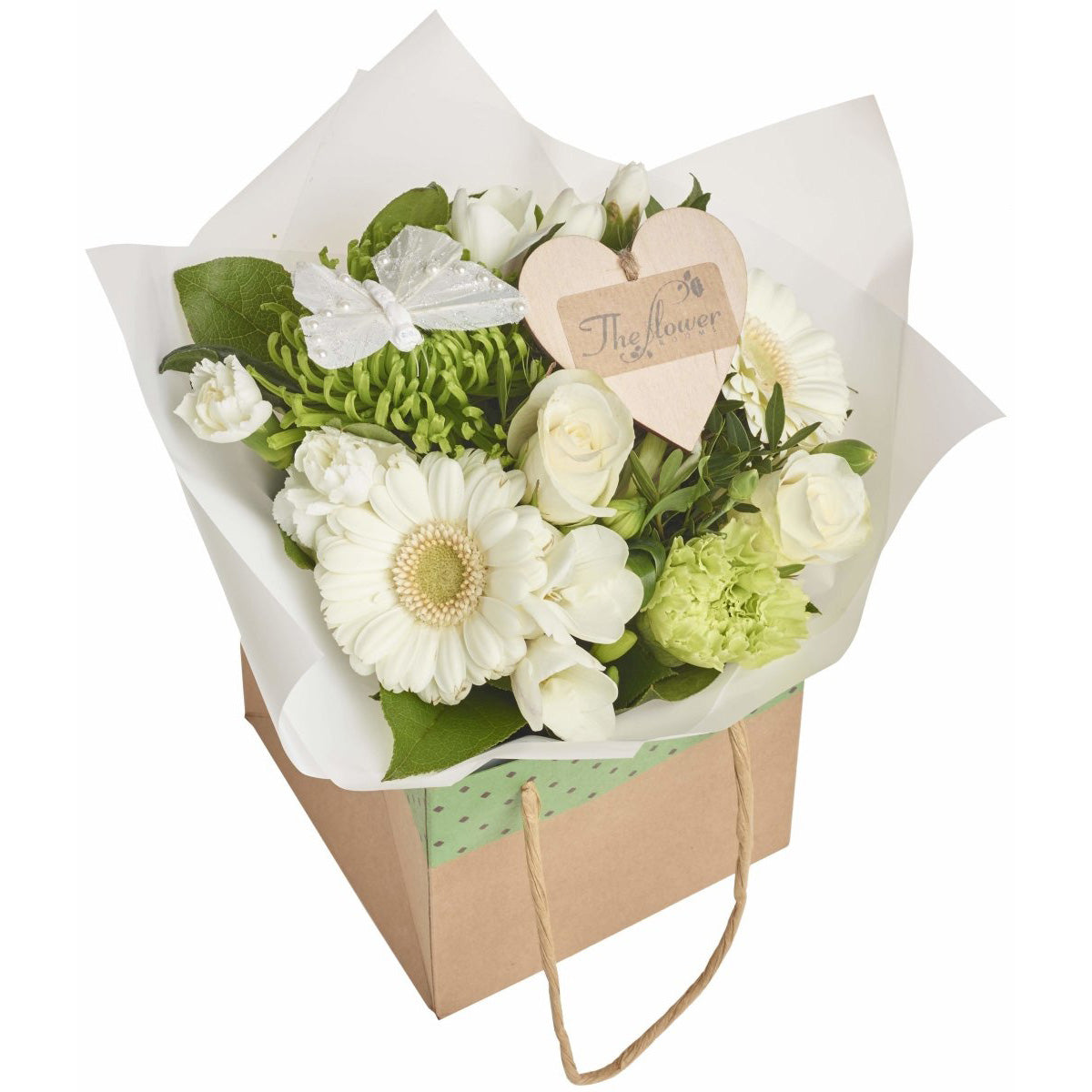 Mini White Hand Tied Bag - Mini Flower Gift