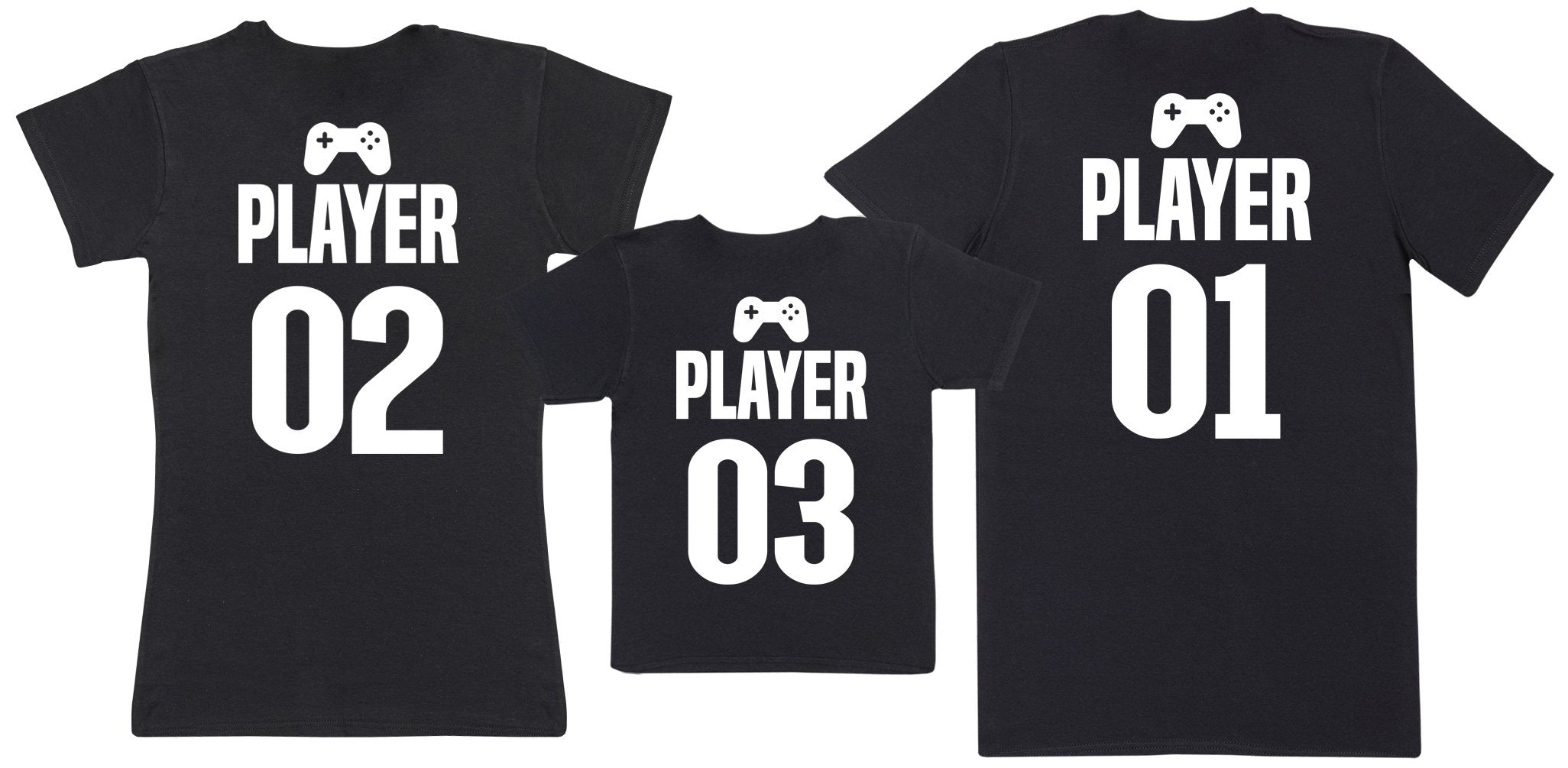 Player One, Player Two & Player Three - Kids, Mum & Dad T-Shirt (4769801437233)