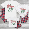 Papa Elf, Mama Elf & Baby Elf - Family Matching Christmas Pyjamas - Top & Tartan PJ Bottoms - (Sold Separately)