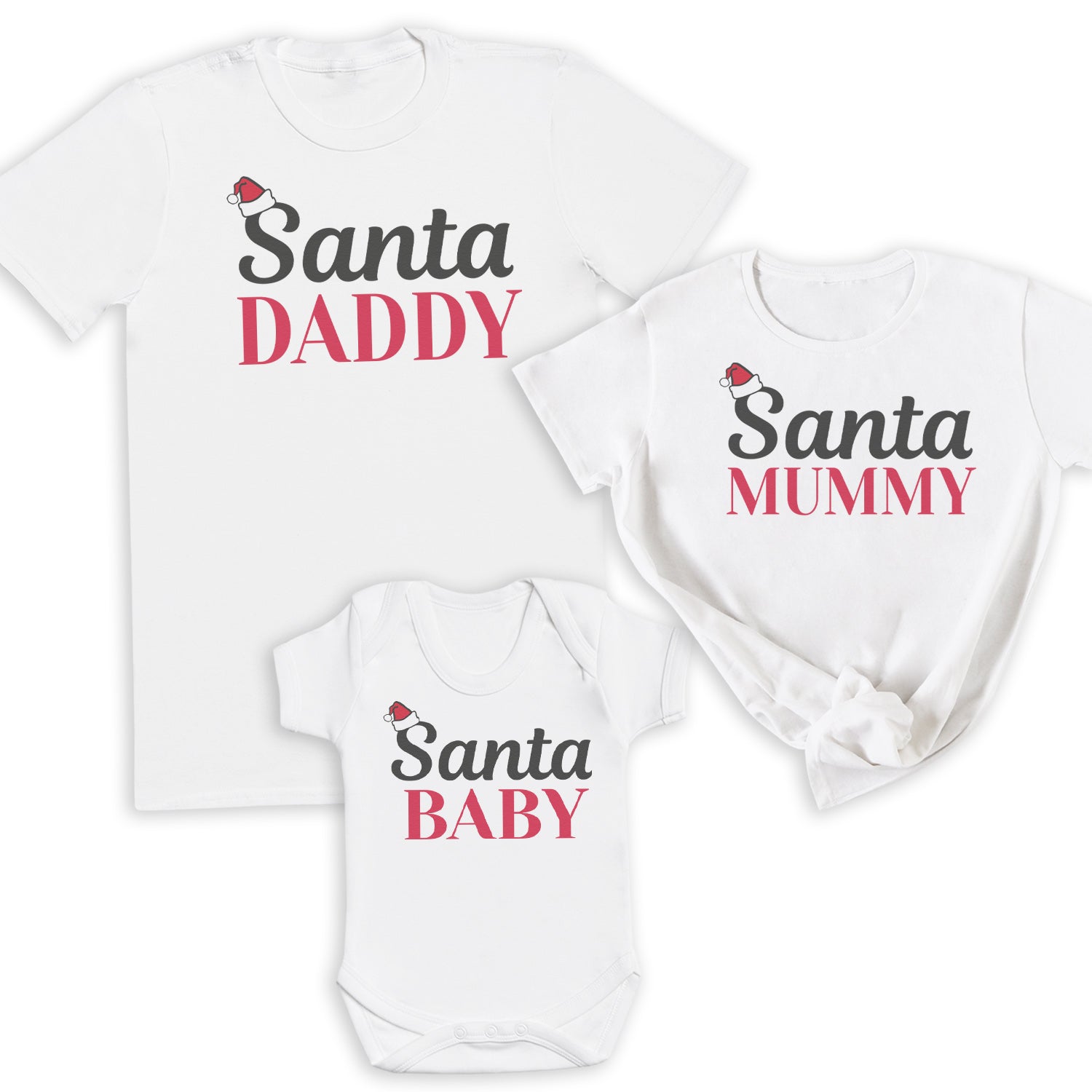 Santa Daddy, Mummy & Baby - Family Matching Christmas Tops - Adult, Kids & Baby - (Sold Separately)