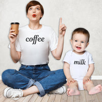 Coffee & Milk - Matching Set - Baby Bodysuit & Mum T-Shirt - (Sold Separately)