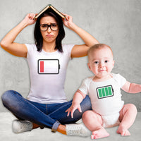 Low Battery - Baby T-Shirt & Bodysuit / Mum T-Shirt - (Sold Separately)