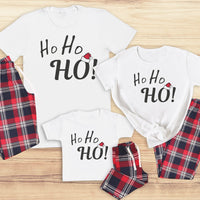 Ho Ho Ho - Family Matching Christmas Pyjamas - Top & Tartan PJ Bottoms - (Sold Separately)