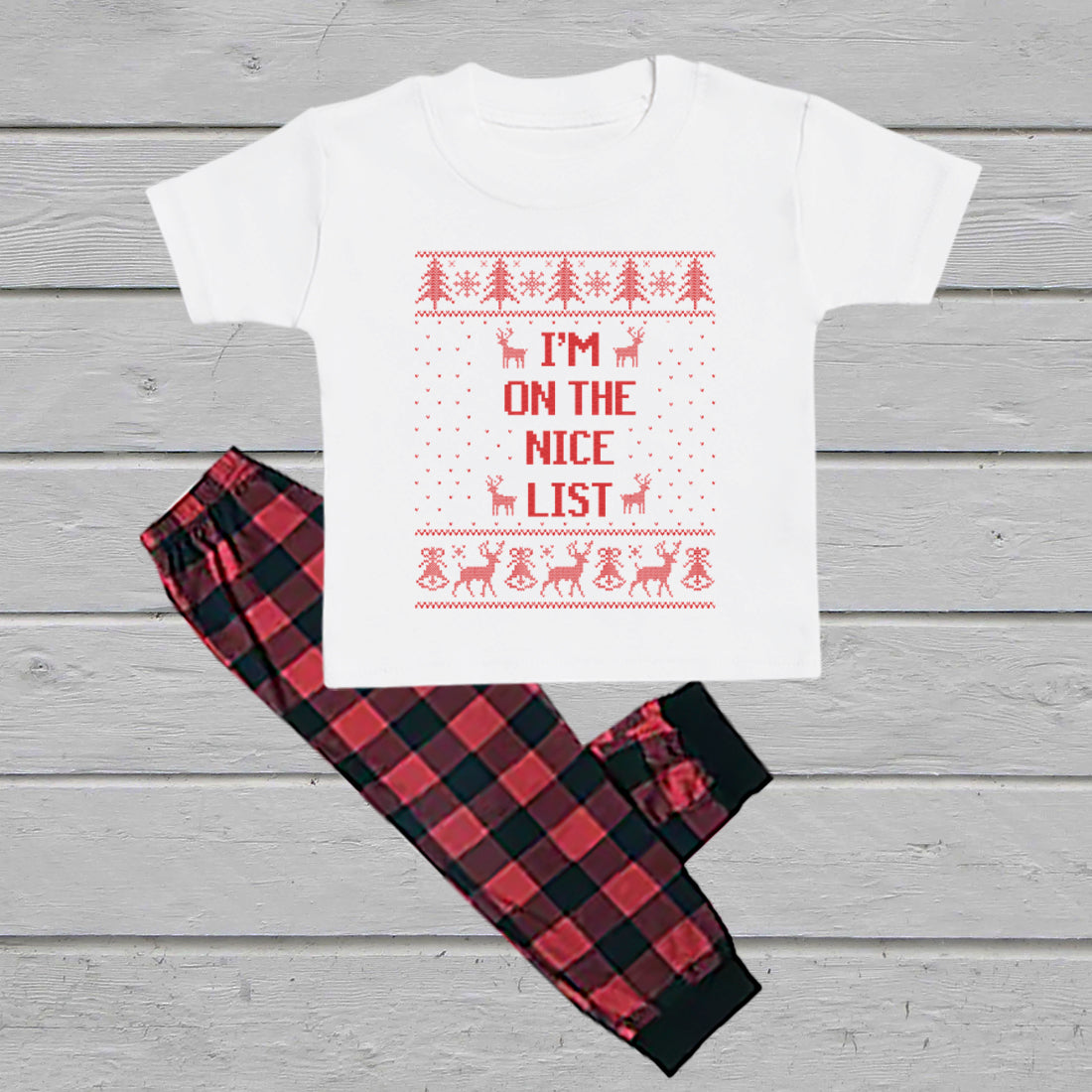 I'm On The Nice List Pyjama Set - T-Shirt & Pj Bottoms