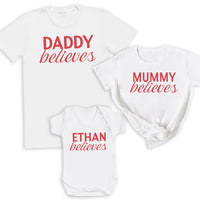 PERSONALISED Christmas Believes - Family Matching Christmas Tops - Adult, Kids & Baby - (Sold Separately)