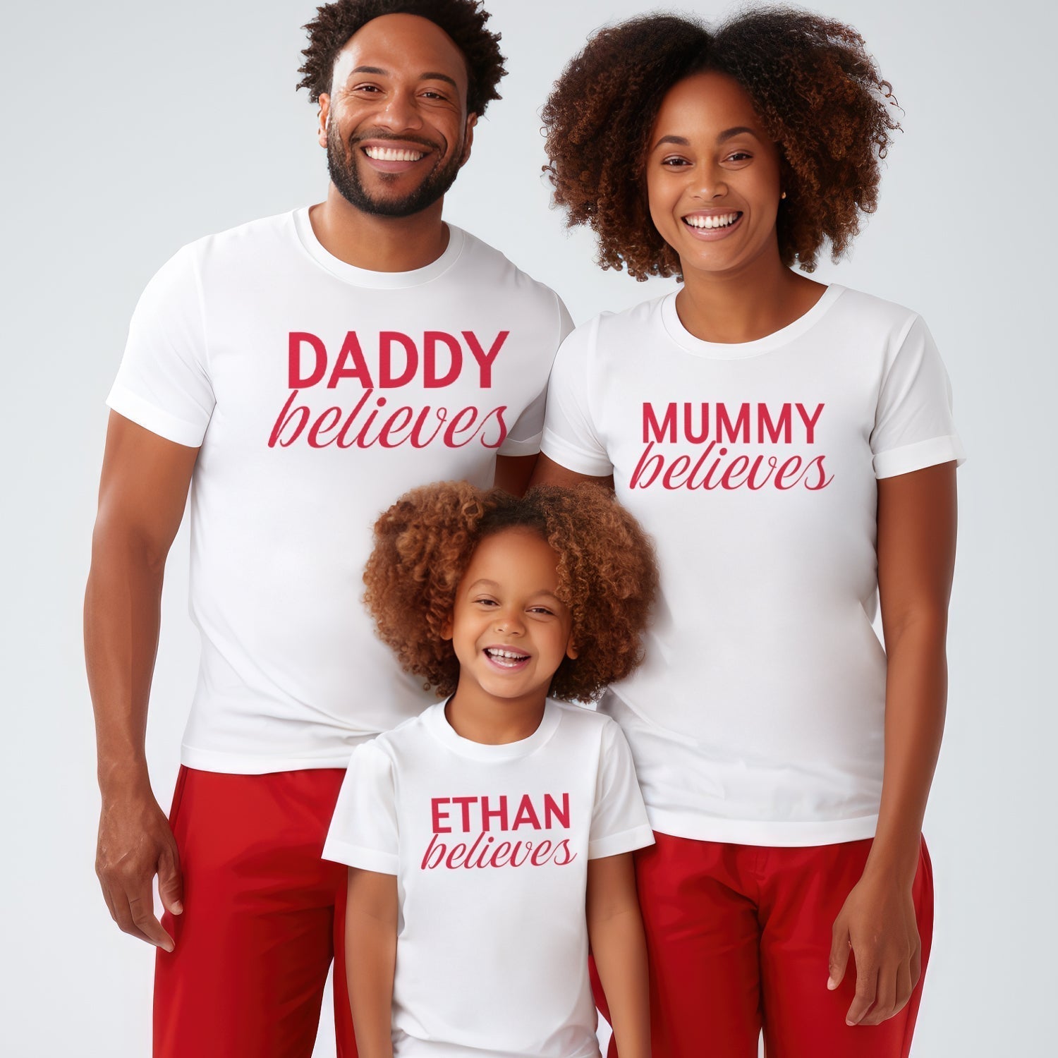 PERSONALISED We Believe Family Matching Christmas Tops Sold