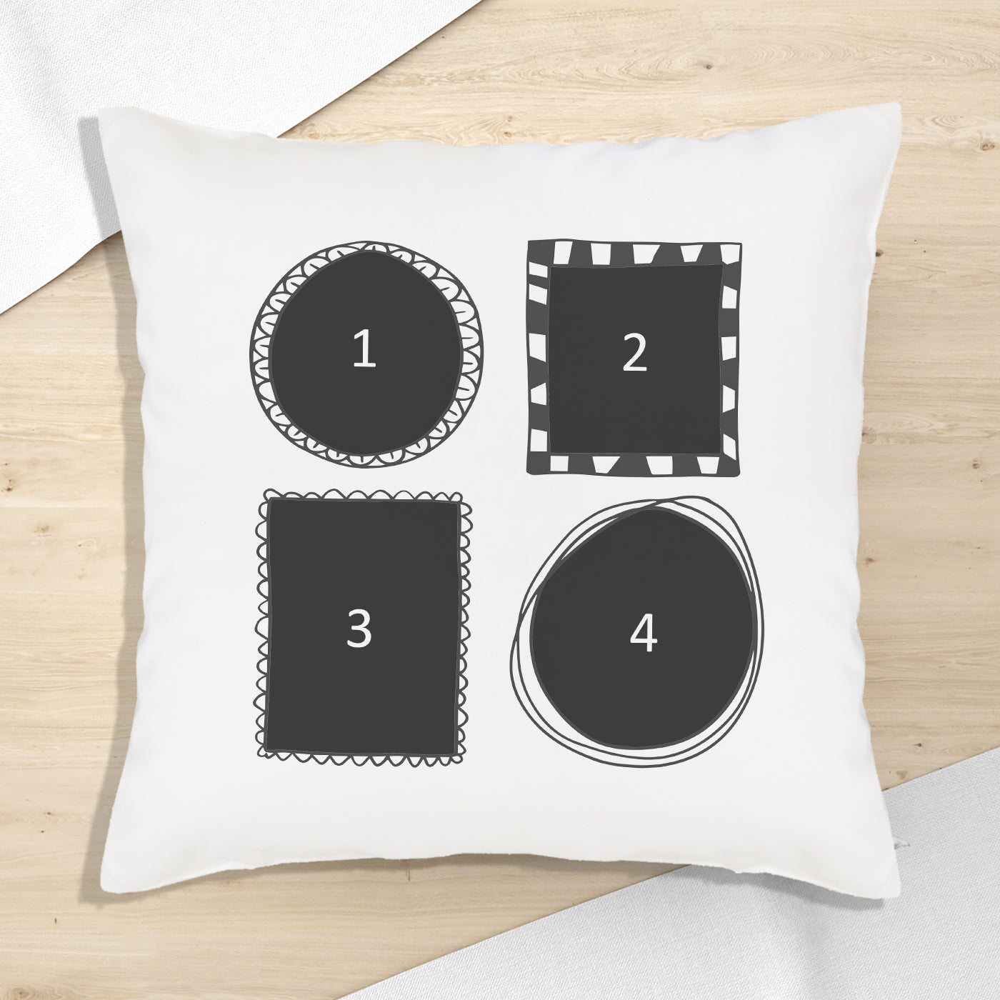 Personalised 4 Shaped Frames Upload - Printed Cushion Cover - One Size