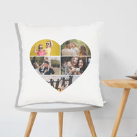 Personalised Photo Heart Collage - Printed Cushion Cover - One Size