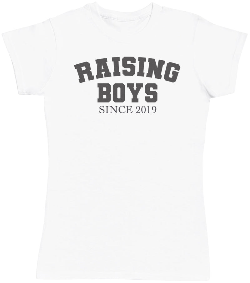 Personalised Raising Boys Since- Mums T-Shirt (4500706132017)